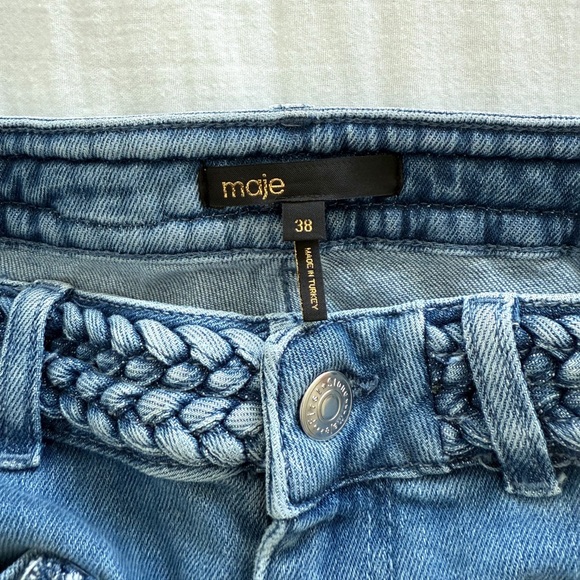 Maje Platane Braided Trim High Rise Denim Jeans - Picture 5 of 7